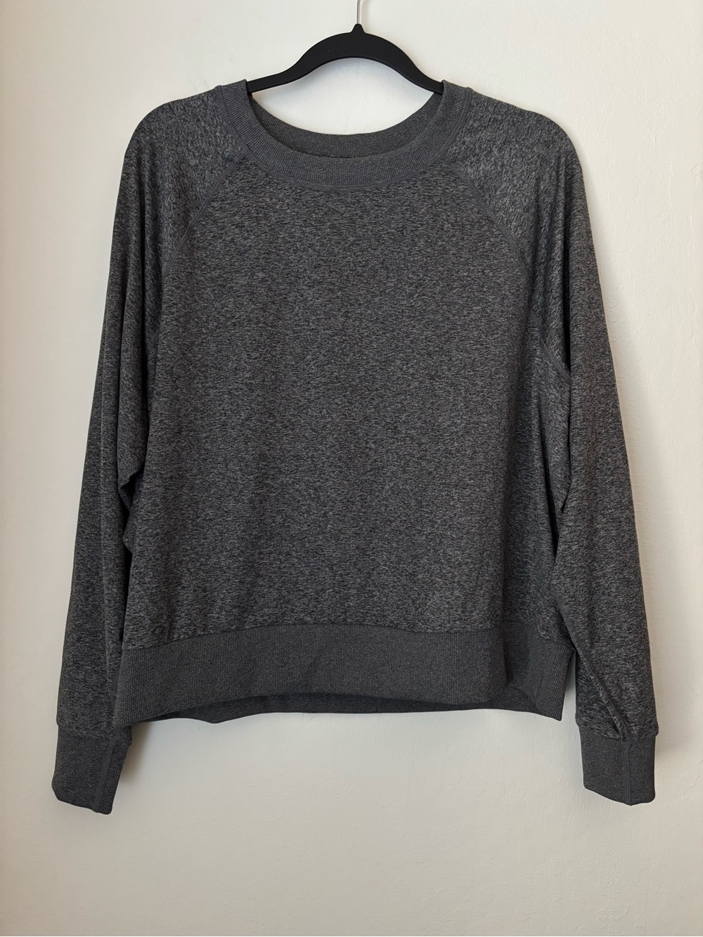 Quince Flowknit Pullover Crew in Heather Gray Size Large Performance Casual Chic